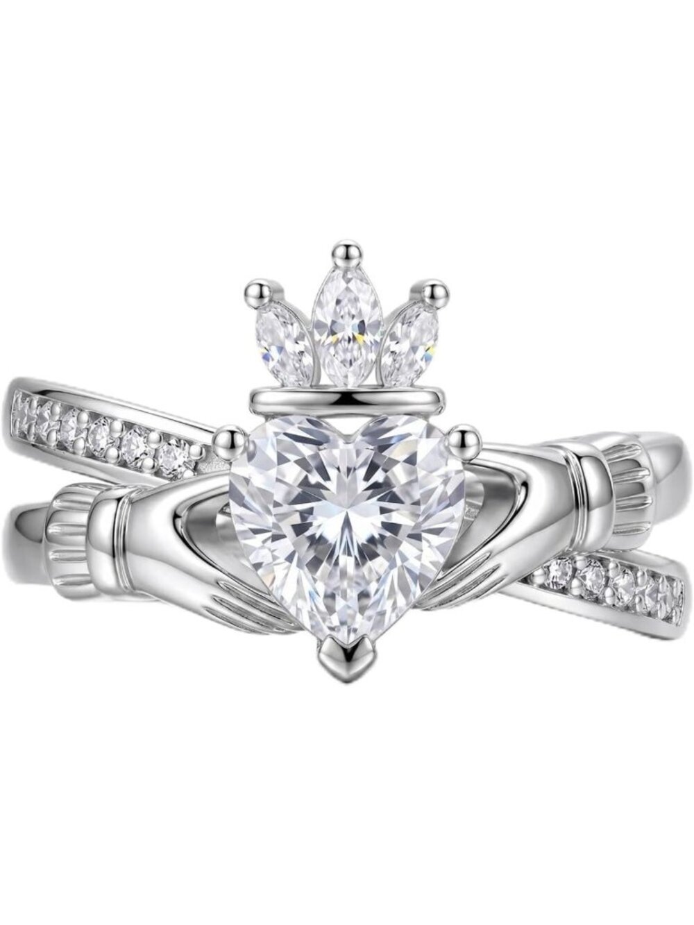 Sterling Silver Birthstone Claddagh Ring for Women | Celtic Crown Heart Promise